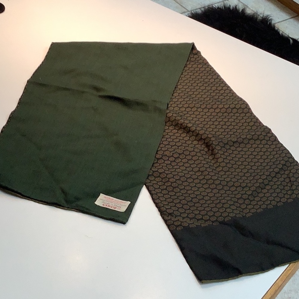 Vintage CISCO Wool Silk Reversible Scarf Hand Printed Hand Rolled